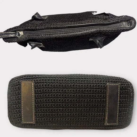 The Sak Elliott Lucca Tote Black Crochet Dual Handle Shoulder Bag with Bag Charm - Picture 4 of 7